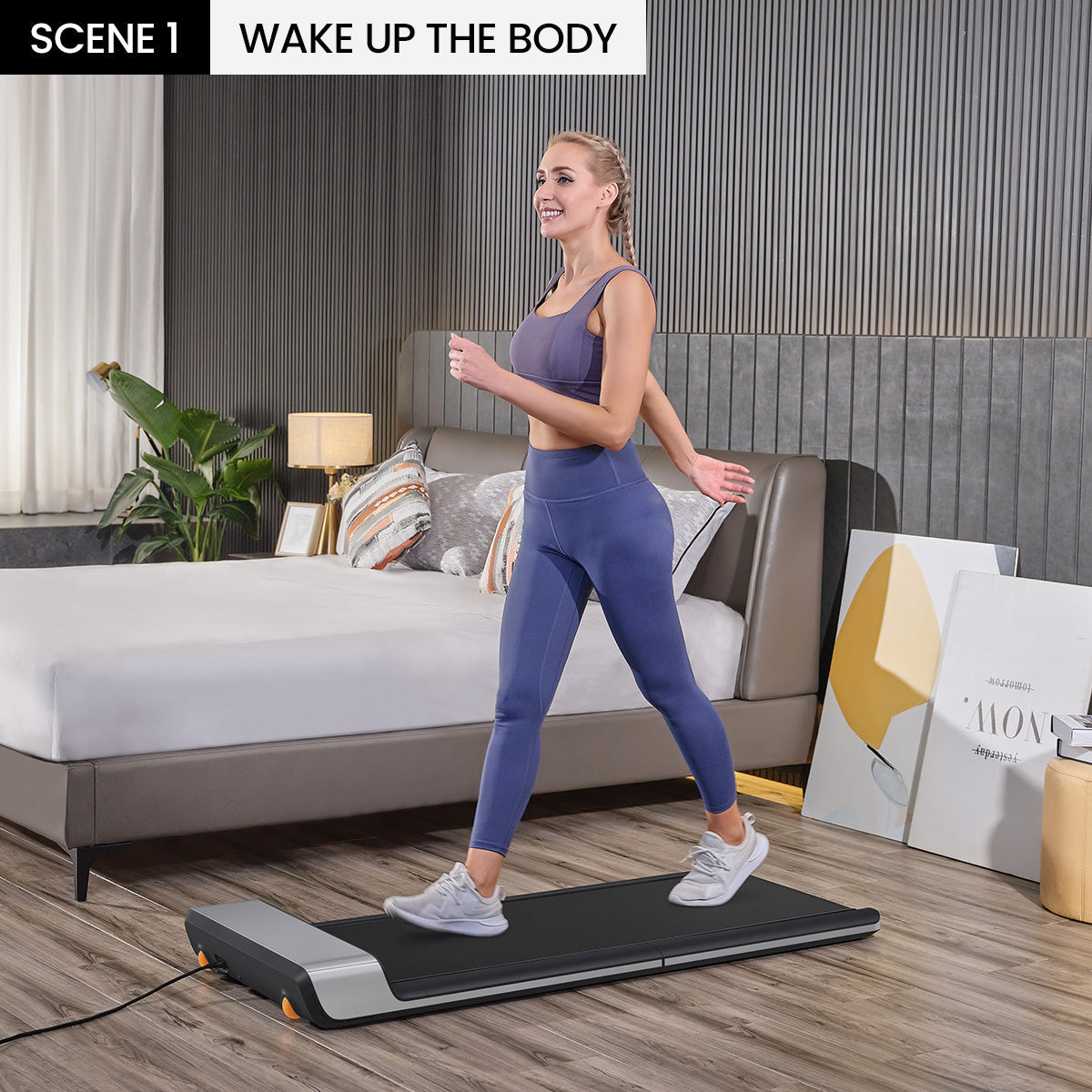 Quiet motor and low-impact design of the WalkingPad P1 treadmill ideal for home workouts.