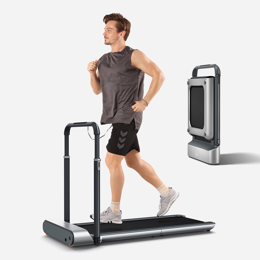 Dual-mode feature of the R1 Pro allowing both walking and running with adjustable handrail.