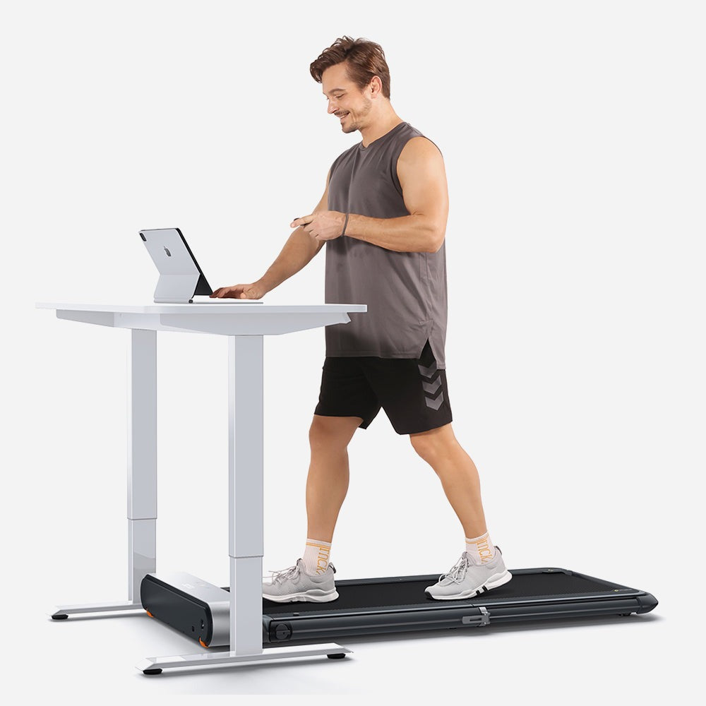 WalkingPad R1 Pro in under-desk walking mode for workspace fitness.