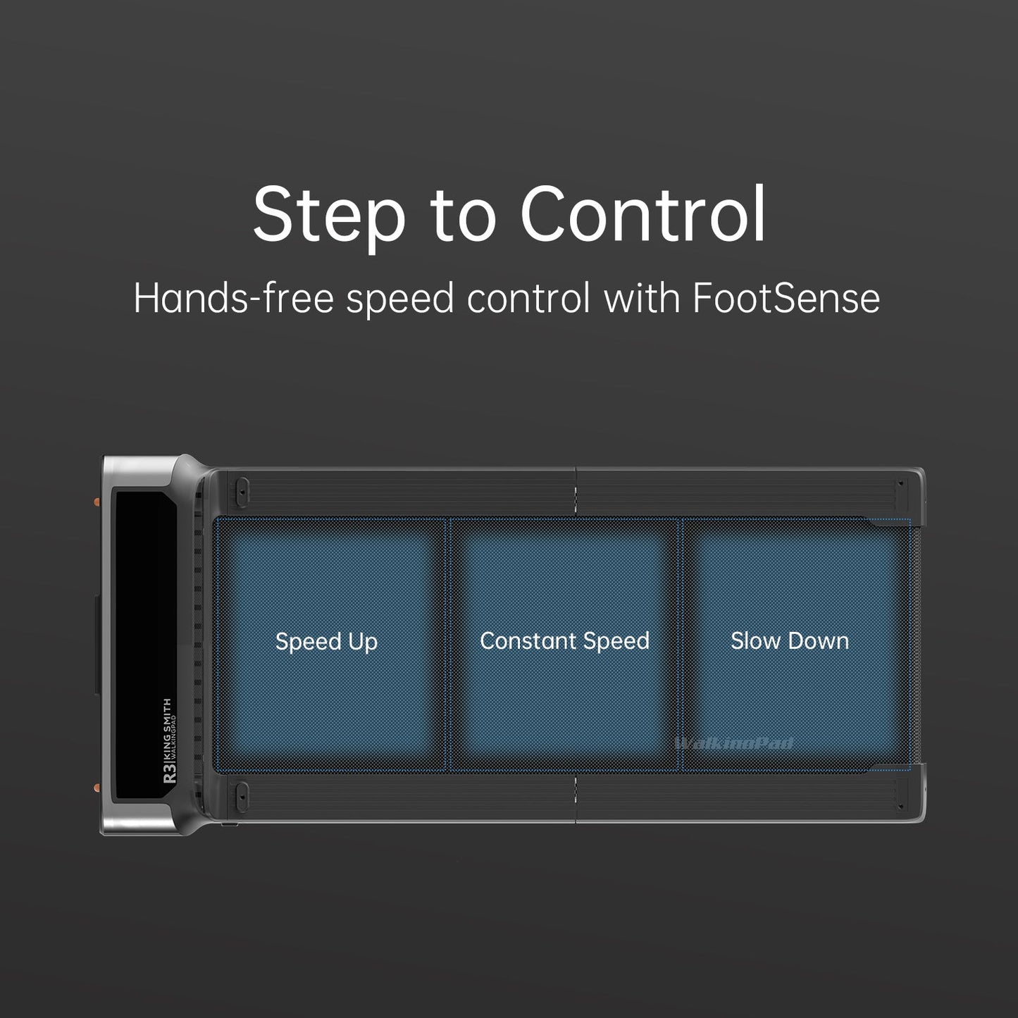 Step to control features of WalkingPad R3 foldable treadmill