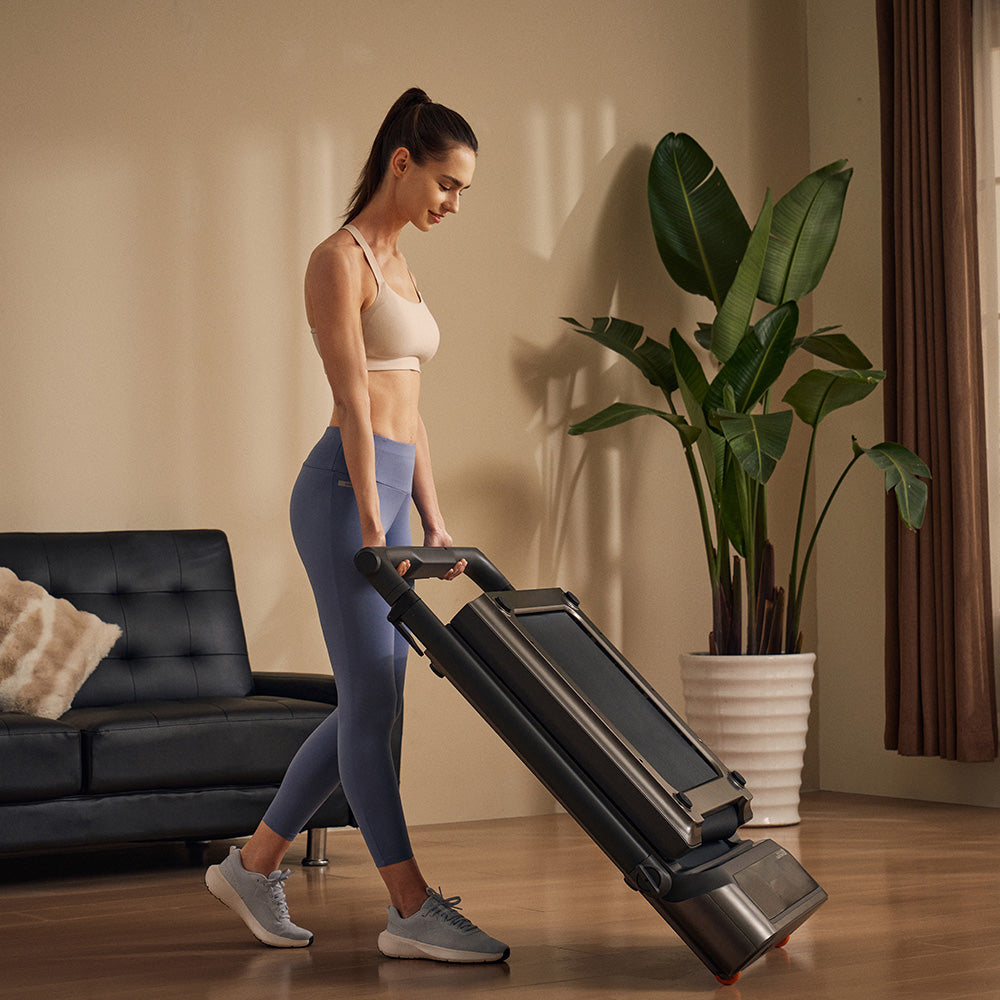 WalkingPad R3 Hybrid folded vertically for compact storage