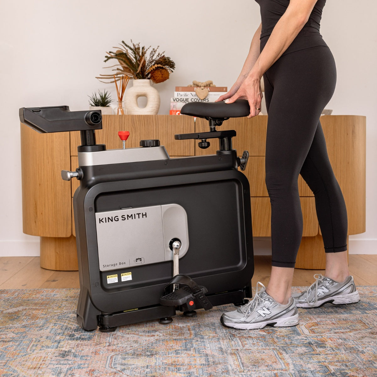 WalkingPad W1B folded flat for compact storage in small spaces