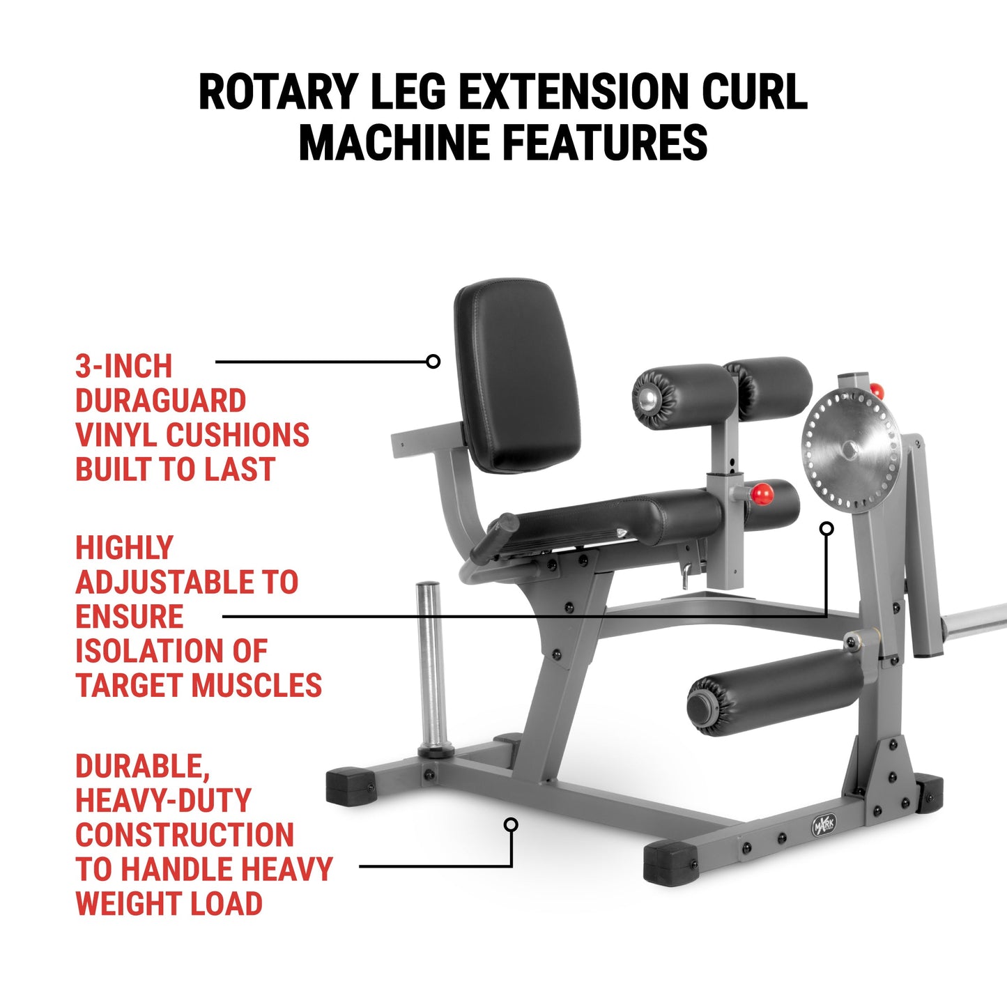 XMark Rotary Leg Extension and Curl Machine features