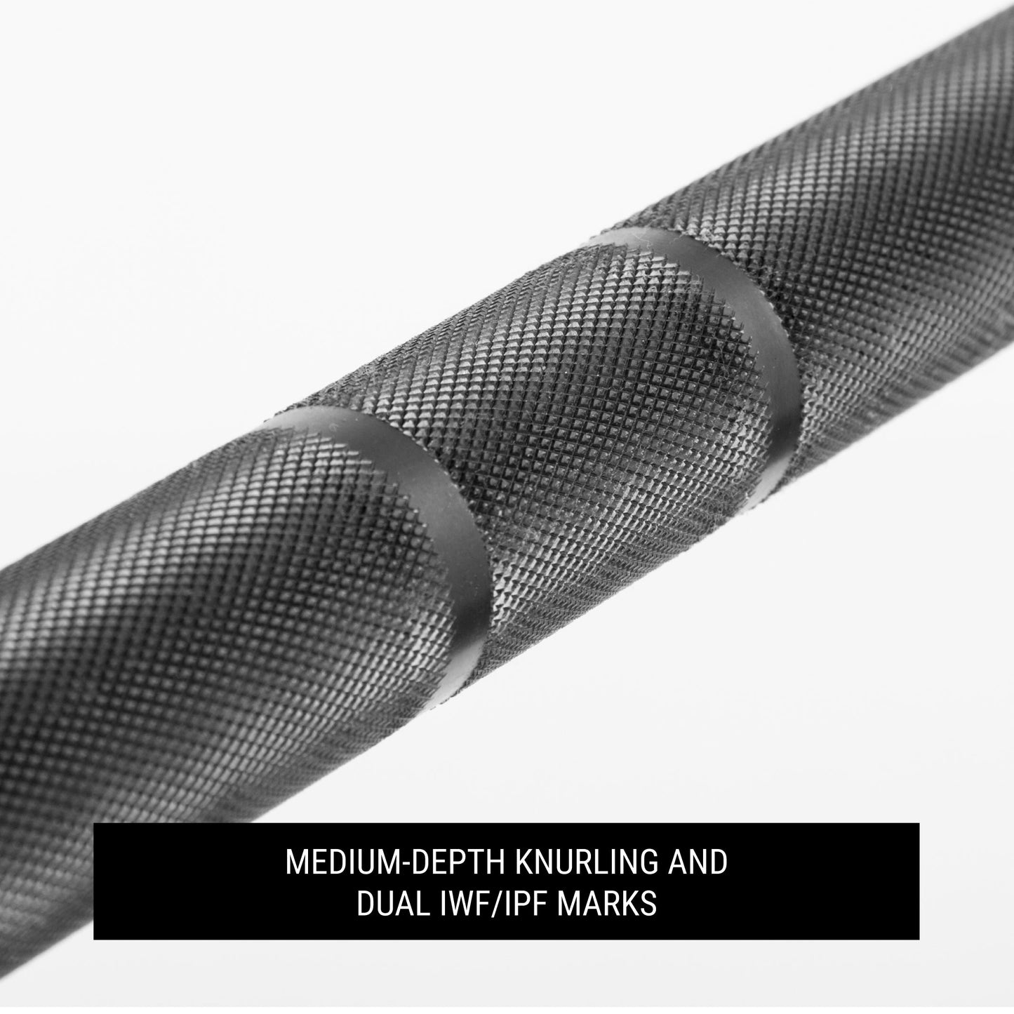 Close-up of dual knurling on XMark Lumberjack barbell
