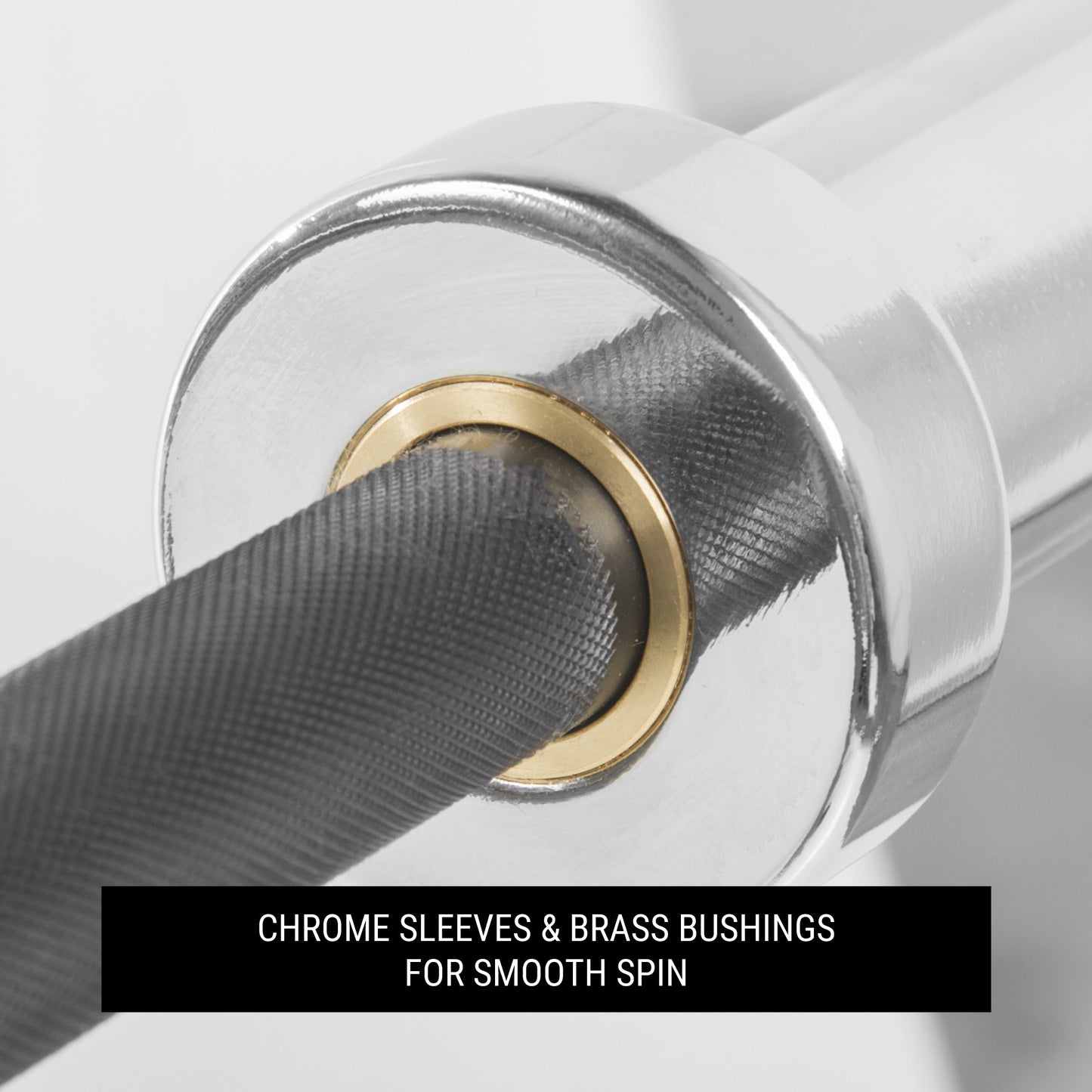 Chrome rotating sleeves on the XMark EZ Curl Barbell for smooth Olympic plate loading