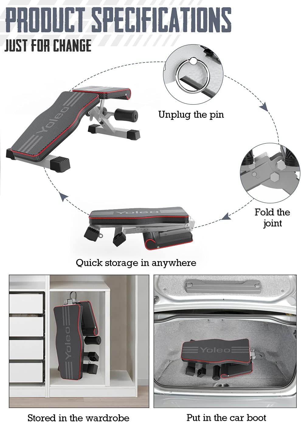 YOLEO Adjustable Weight Bench specification features