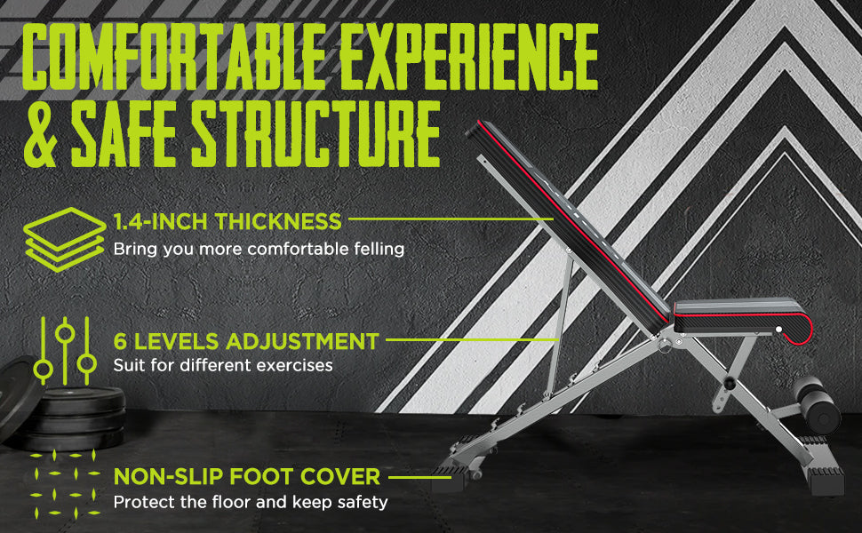 High-Density Foam Padding and adjustable levels on YOLEO Bench