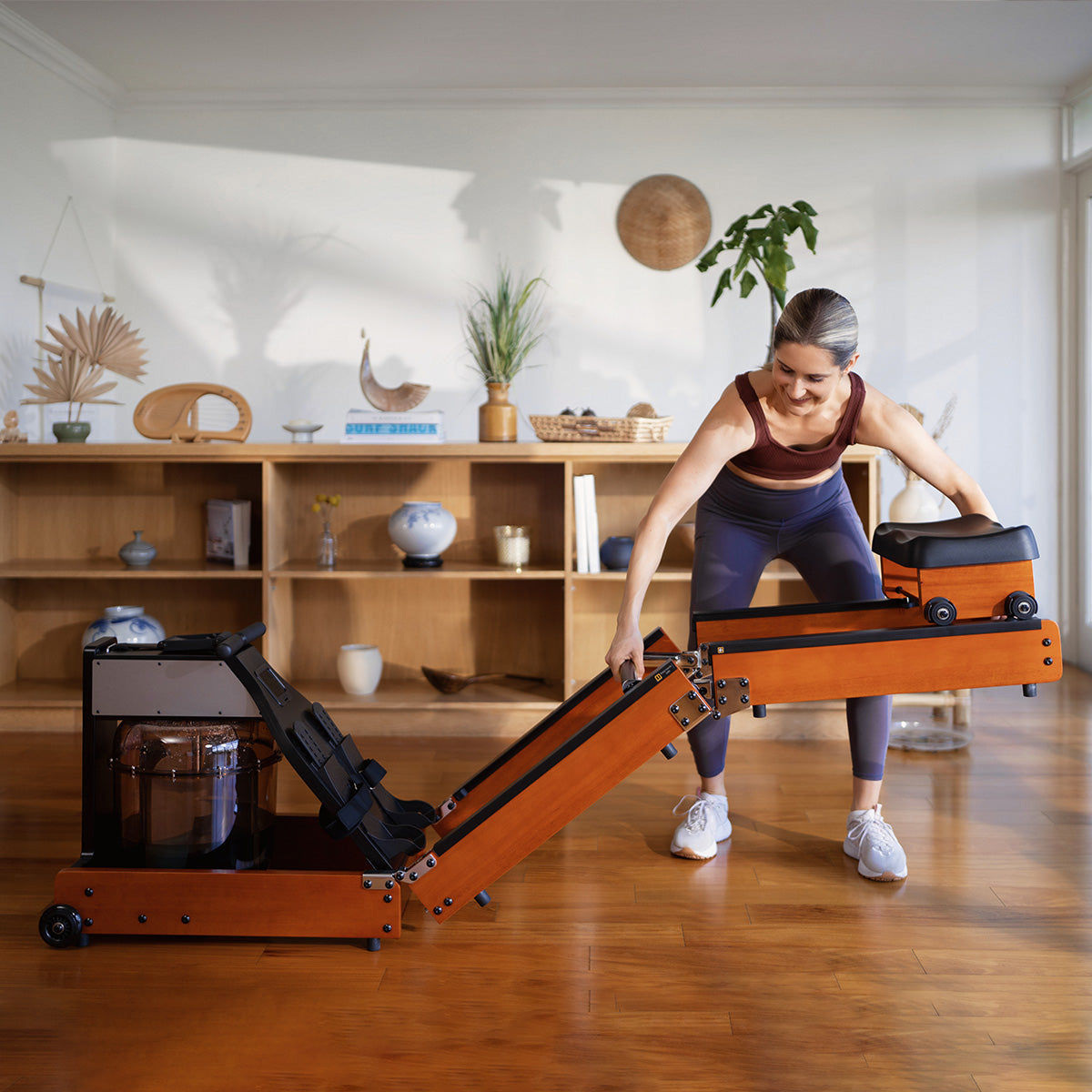 KingSmith WR1 Foldable Water Rowing Machine – Compact 3-Fold Water Resistance Rower