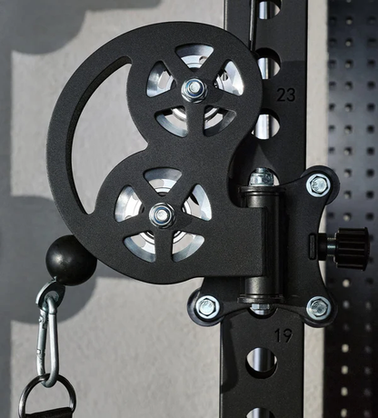 Lift with comfortable motion with the smooth smith gliders on the Major Fitness F35 Pro All-In-One Home Gym Wall-Mount Folding Power Rack