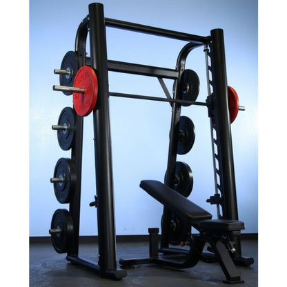 Muscle D Fitness 85" Commercial Smith Machine – Heavy-Duty Frame with Olympic Plate Storage