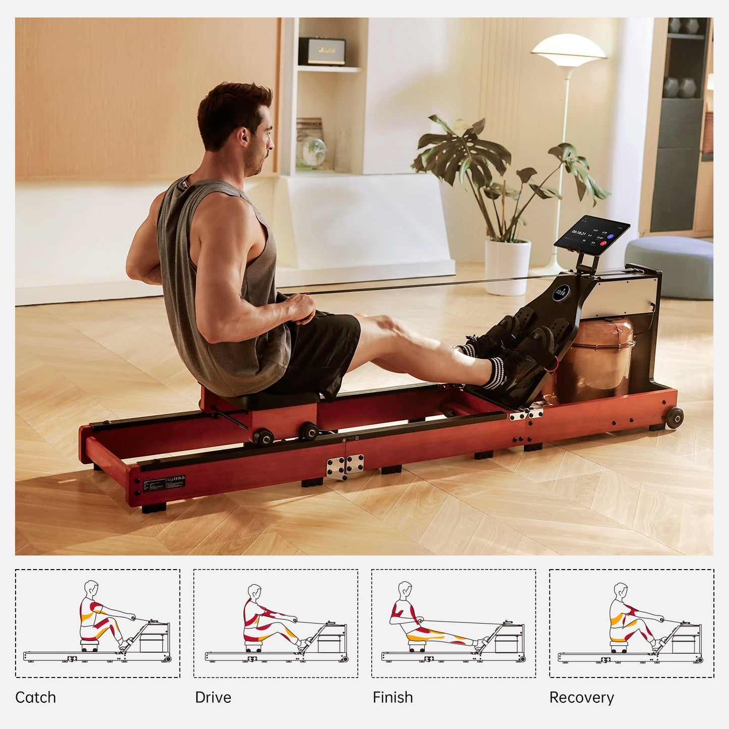 KingSmith WM10 Tri-Fold Water Rowing Machine – Dual Resistance, Foldable, Smart App Connectivity