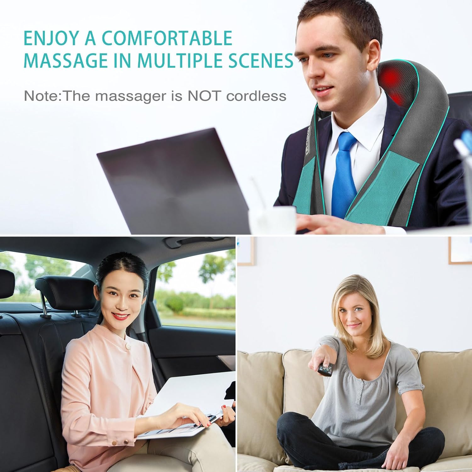 AERLANG Shiatsu Massager designed to be used anywhere including at home or on the go.