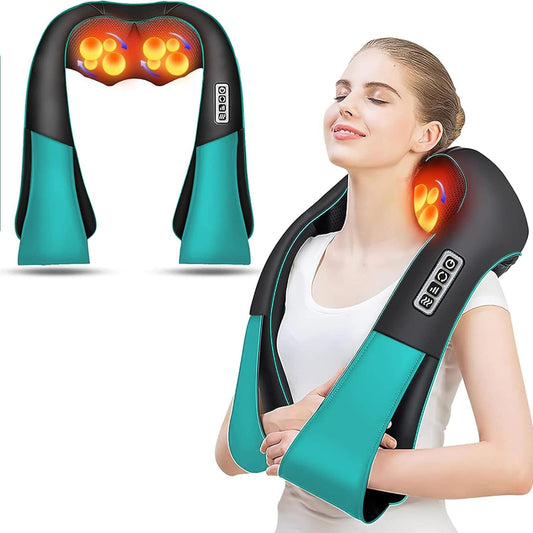 AERLANG Shiatsu Neck & Back Massager with Heat (Blue) – Deep Kneading Electric Shoulder Massager for Home & Office