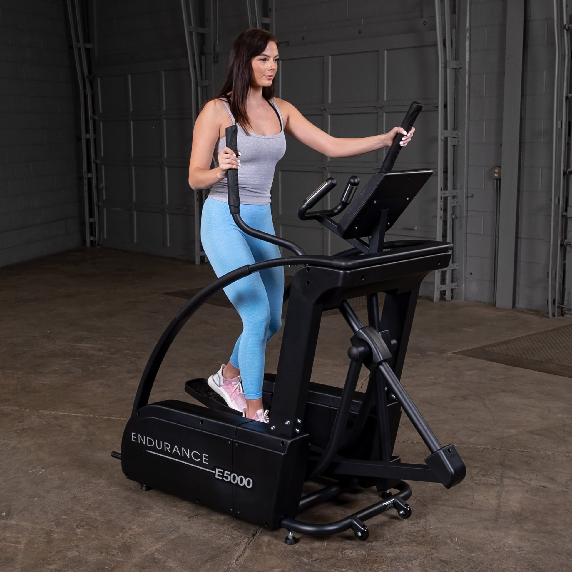 Close-up of heavy-duty commercial-grade steel frame on the Body-Solid E5000 elliptical
