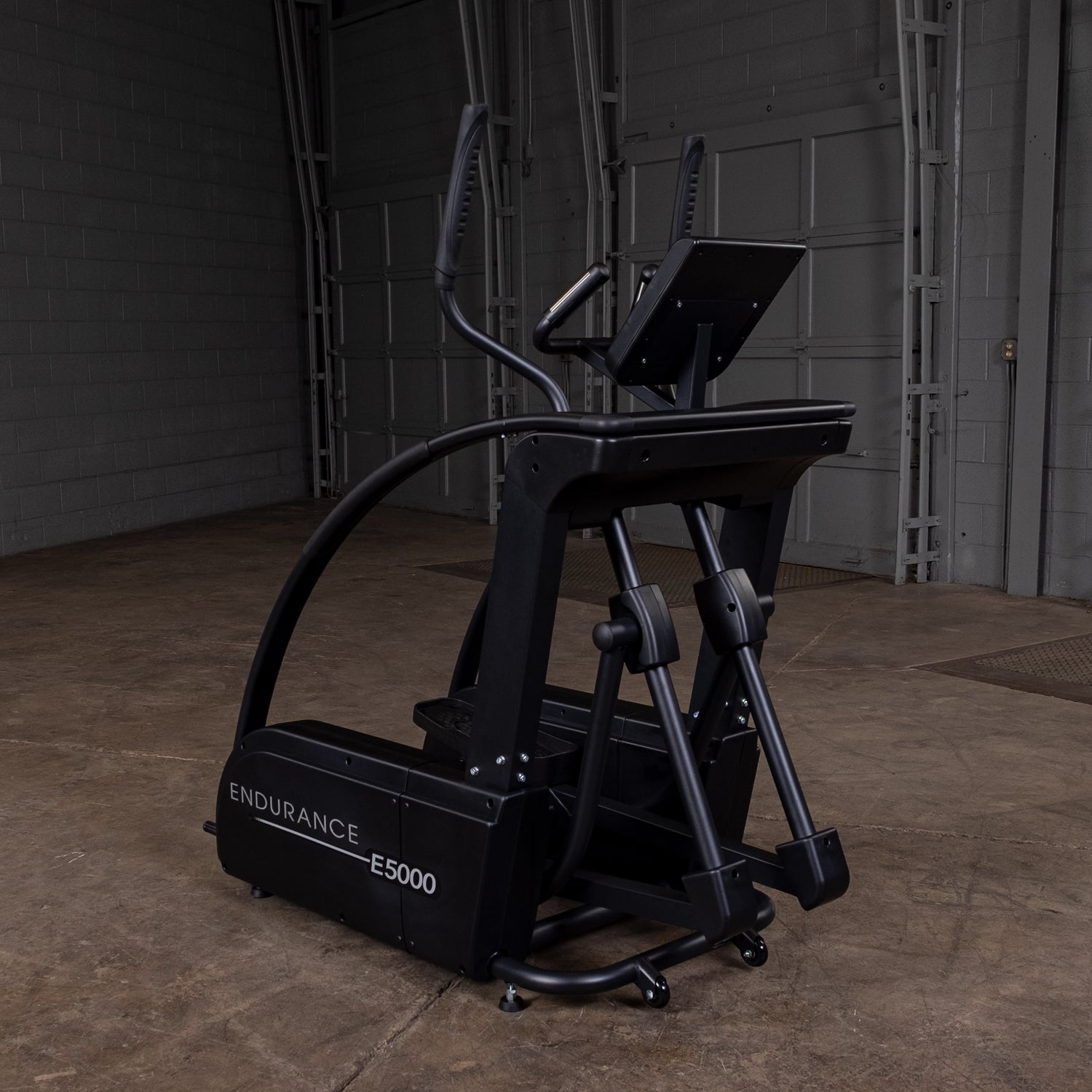 Endurance by Body-Solid E5000 elliptical trainer front view showing center drive and compact footprint