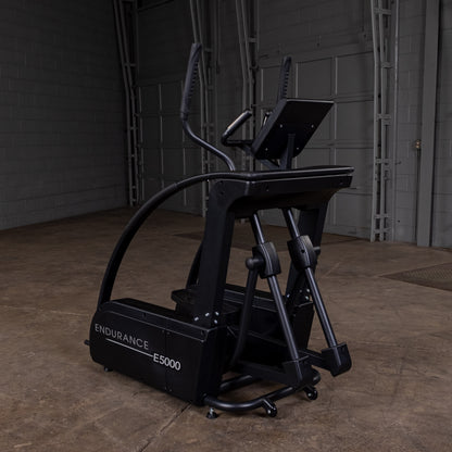 Endurance by Body-Solid E5000 elliptical trainer front view showing center drive and compact footprint