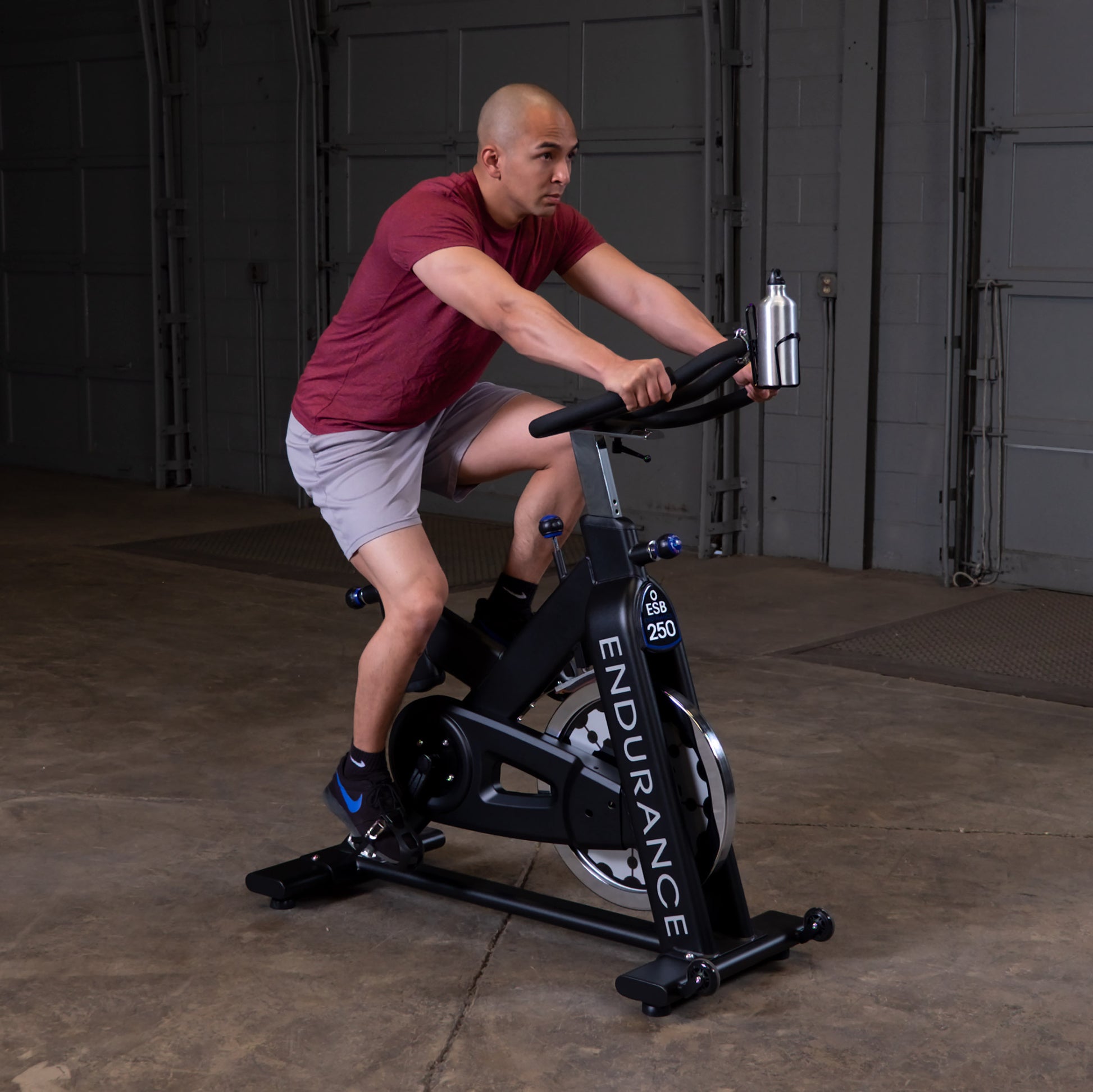 Man spinning on the Endurance by Body-Solid ESB250 Spin Bike