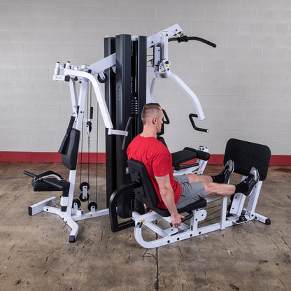 Body-Solid EXM3000LPS leg press station for lower body strength workouts.
