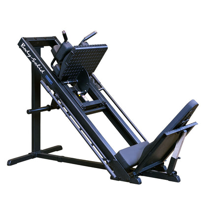Full view of Body‑Solid GLPH1100B leg press mode with sled and footplate