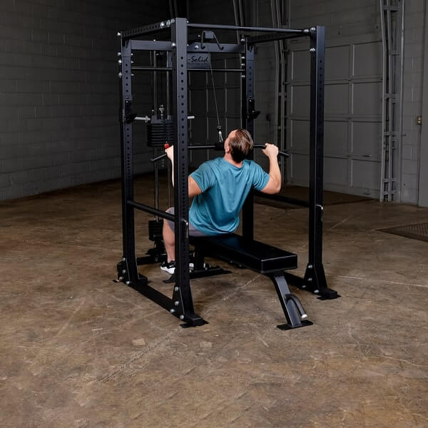 Body-Solid GLA400 Lat Pull Attachment for GPR400 Power Rack | Plate-Loaded High & Low Pulley System