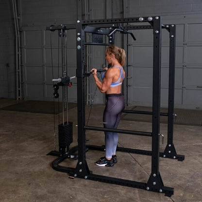 Body-Solid GLA400 Lat Pull Attachment for GPR400 Power Rack | Plate-Loaded High & Low Pulley System