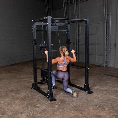 Body-Solid GLA400 Lat Pull Attachment for GPR400 Power Rack | Plate-Loaded High & Low Pulley System