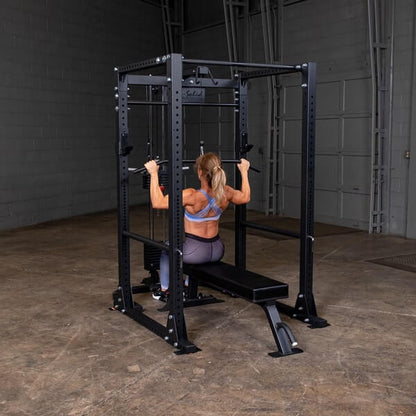 Body-Solid GLA400 Lat Pull Attachment for GPR400 Power Rack | Plate-Loaded High & Low Pulley System