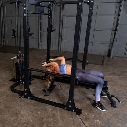Body-Solid GLA400 Lat Pull Attachment for GPR400 Power Rack | Plate-Loaded High & Low Pulley System