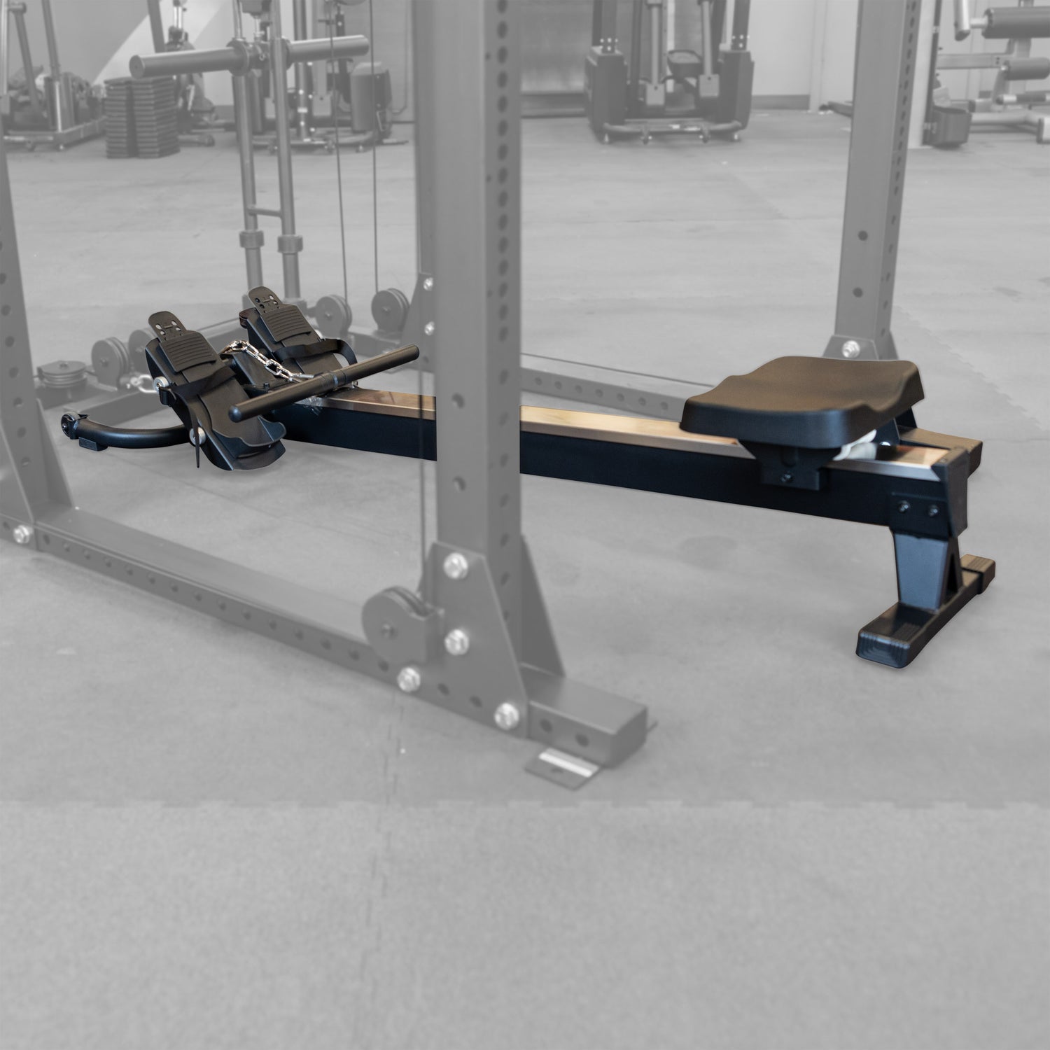 Body-Solid GROW rower attachment setup on low pulley for rowing exercises