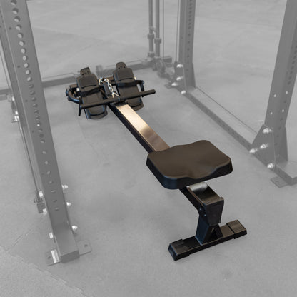 Body-Solid GROW rower attachment setup on power rack for rowing exercises