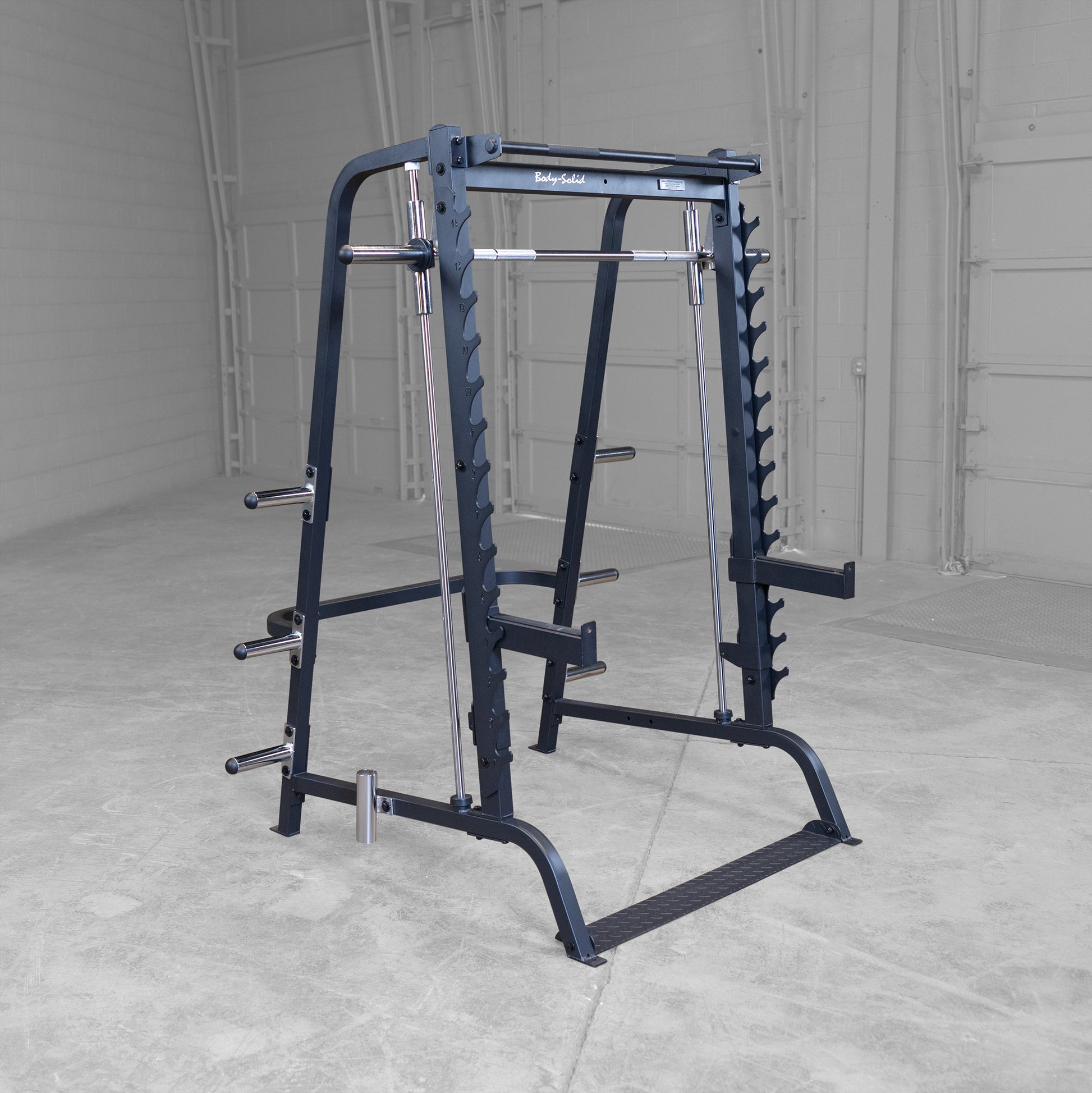 Body‑Solid GS348B Smith Machine front view in home gym