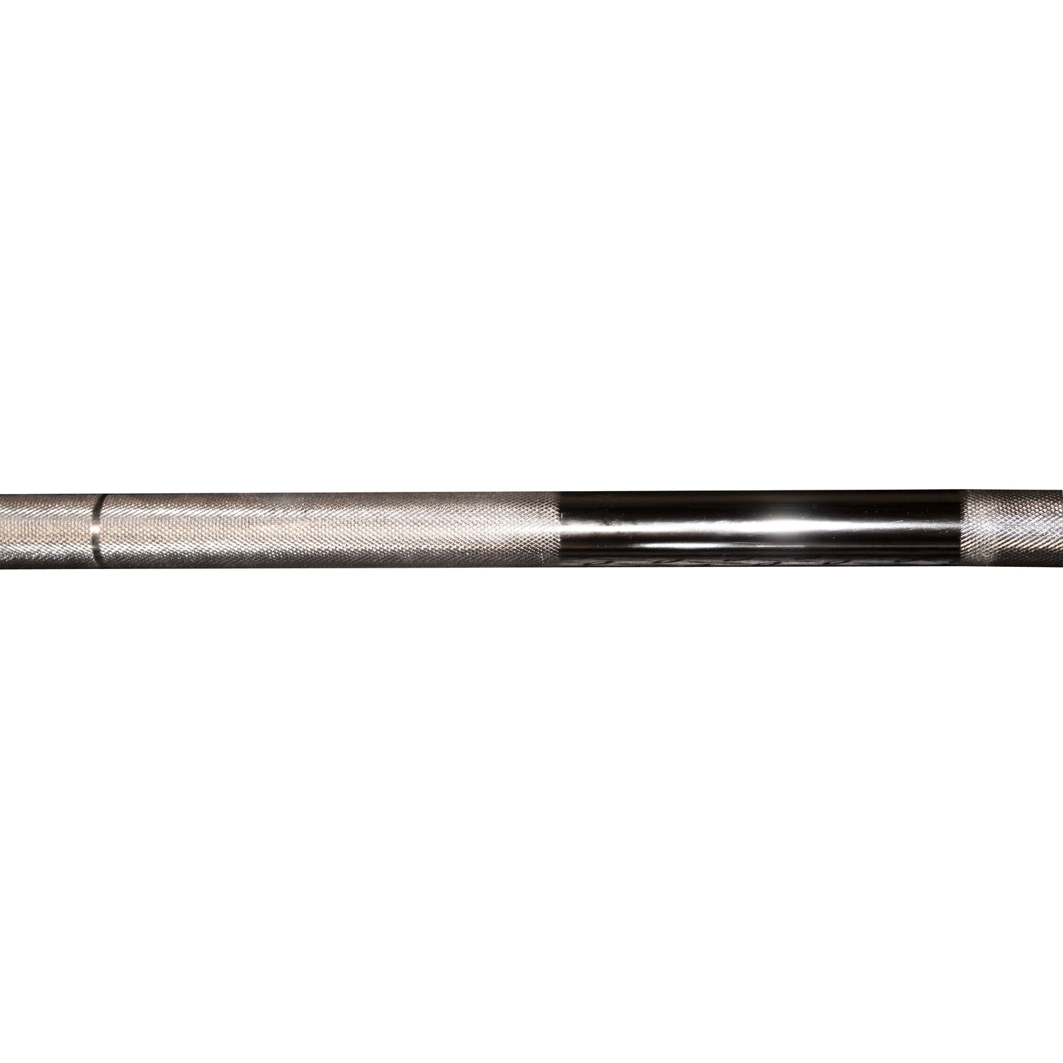 Close-up of center knurling on Body-Solid OB86C bar chrome shaft