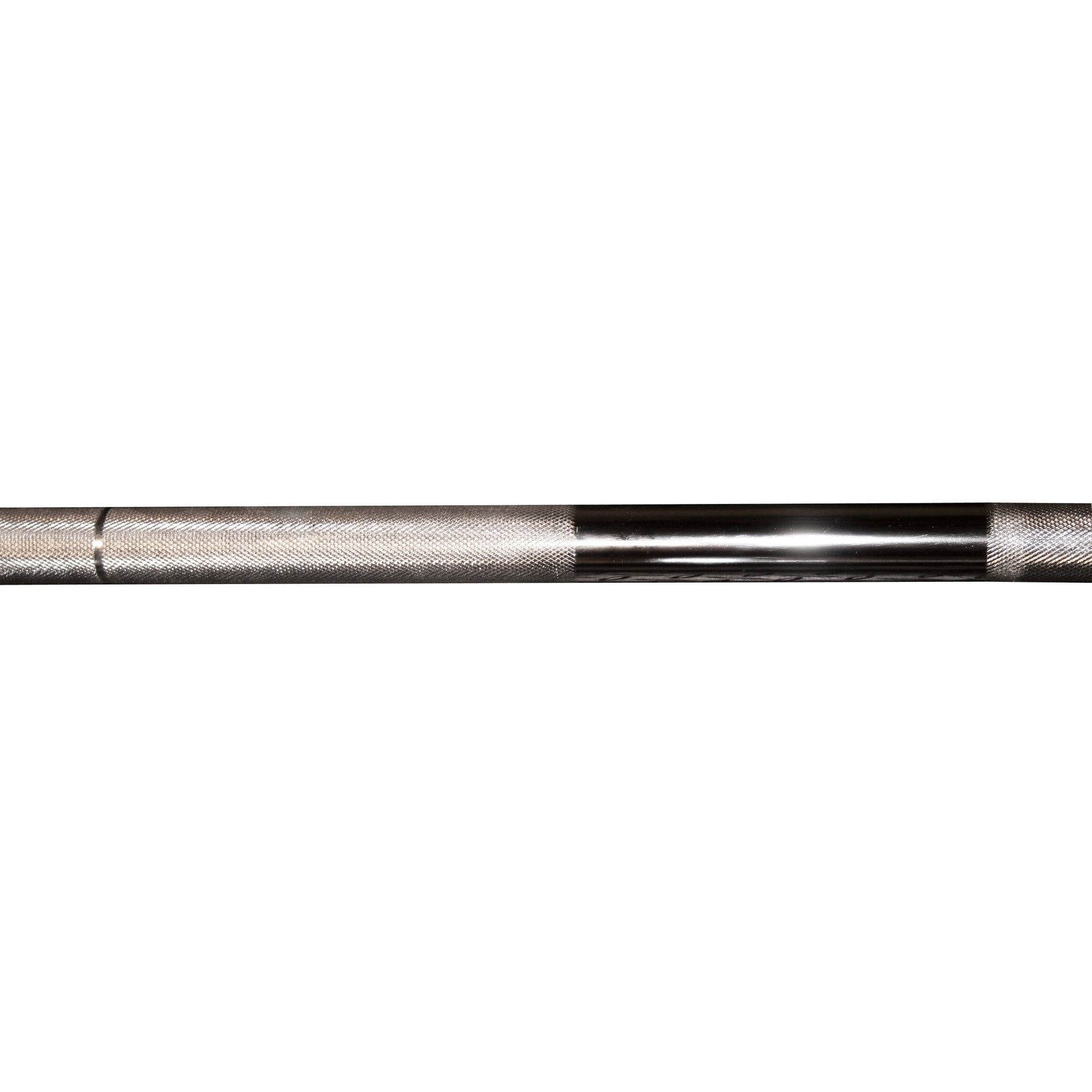 Close-up of center knurling on Body-Solid OB86C bar chrome shaft