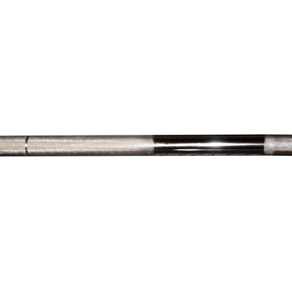 Close-up of center knurling on Body-Solid OB86C bar chrome shaft