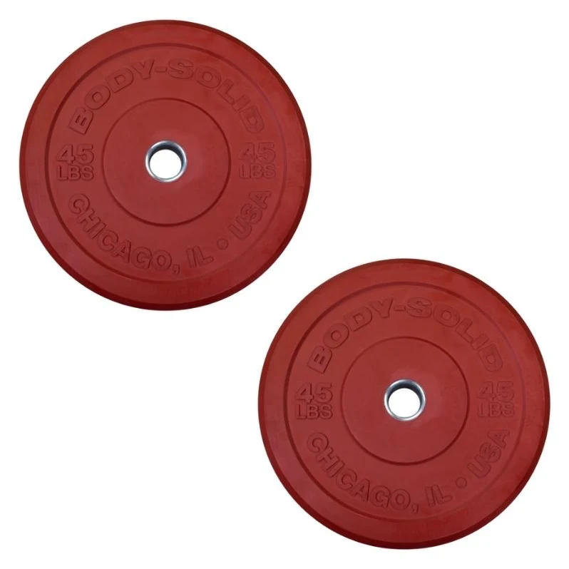 Body-Solid 45 lb Chicago Extreme Colored Bumper Plate Pair OBPXC45