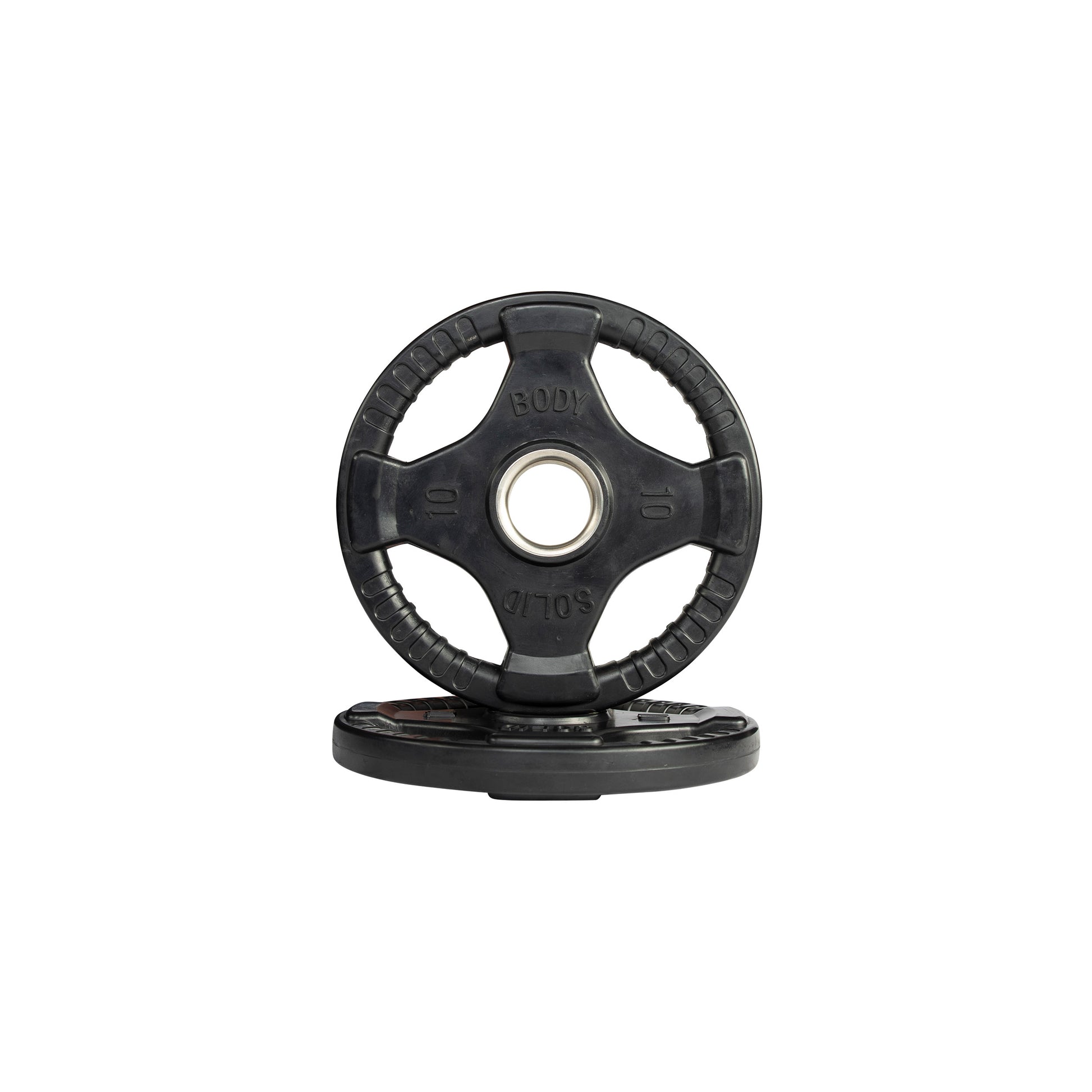 10 lb pair Body‑Solid ORT rubber grip Olympic plate front view
