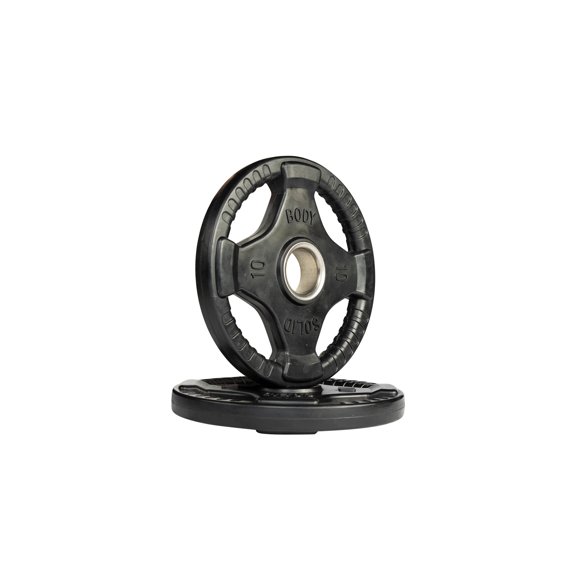 10 lb pair Body‑Solid ORT rubber grip Olympic plate side view