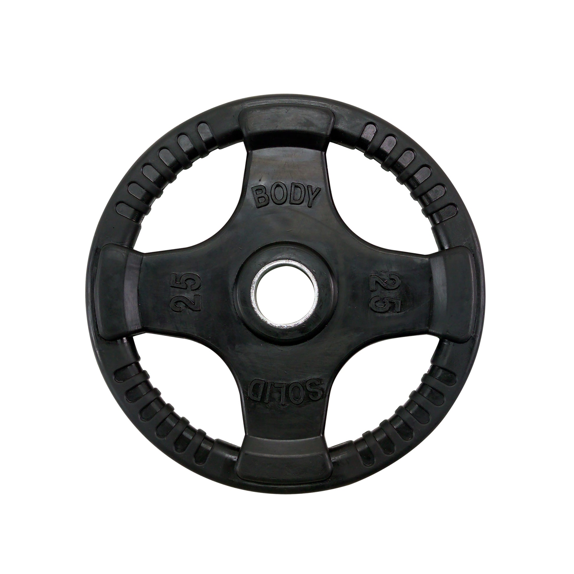 25 lb Body‑Solid ORT rubber grip Olympic plate front view