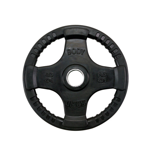 25 lb Body‑Solid ORT rubber grip Olympic plate front view