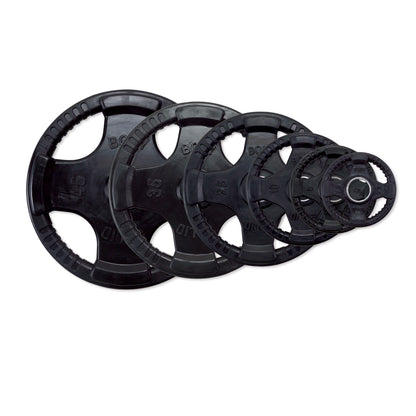 Body‑Solid rubber Olympic plate with quad‑grip slots