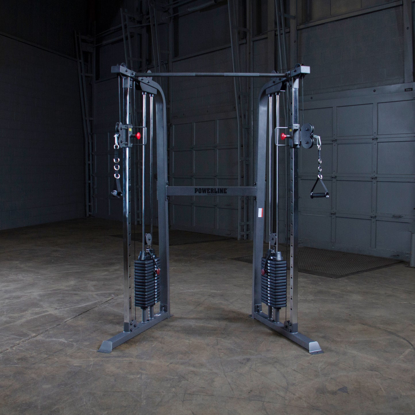Body-Solid Powerline PFT100 Functional Trainer front view – full gym station with dual adjustable pulleys.
