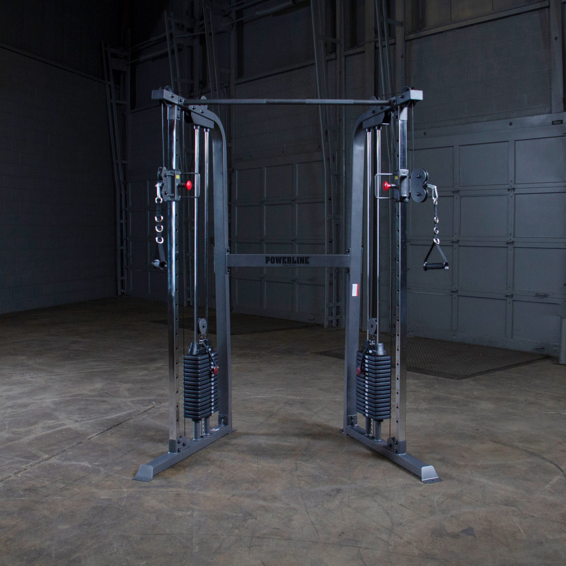 Body-Solid Powerline PFT100 Functional Trainer front view – full gym station with dual adjustable pulleys.