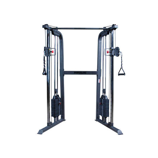 Body-Solid Powerline PFT100 Functional Trainer front view – full gym station with dual adjustable pulleys.