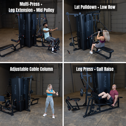 Body-Solid S1000 Pro ClubLine 4-Stack Gym – Full Front View of All Four Stations
