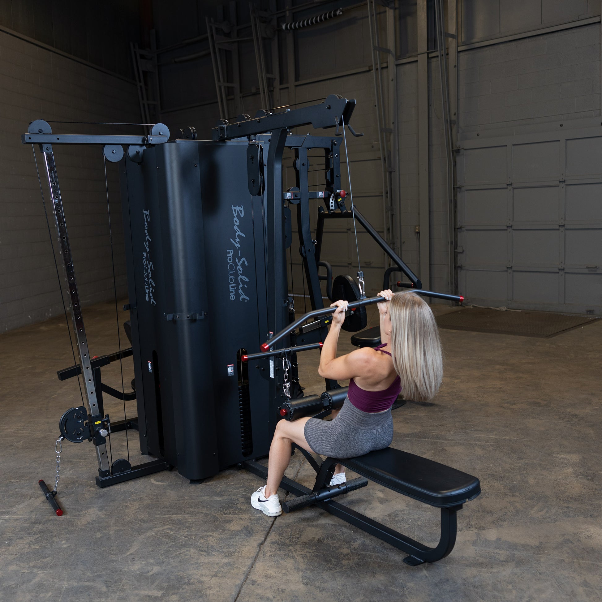 Close-Up of Lat Pulldown Station on Body-Solid S1000 4-Stack Gym