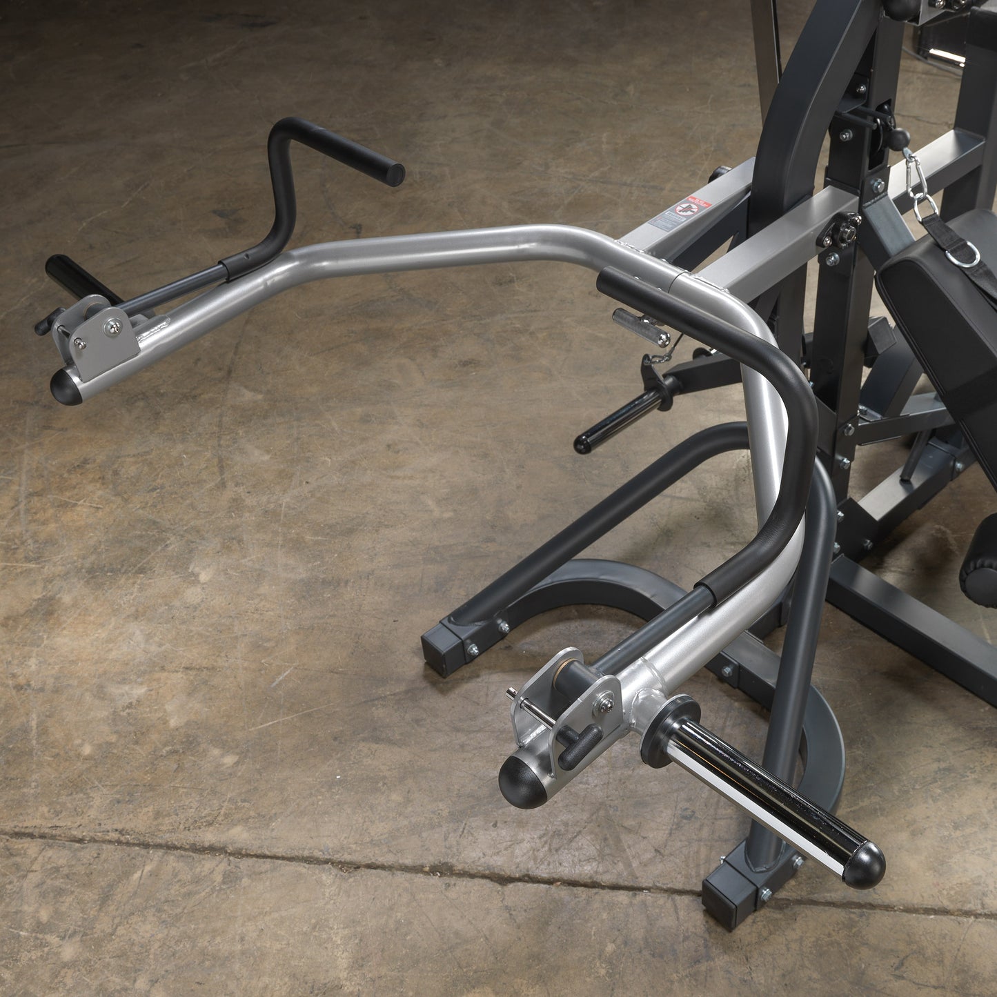 Adjustable leverage arms on the Body-Solid SBL460P4 Freeweight Gym