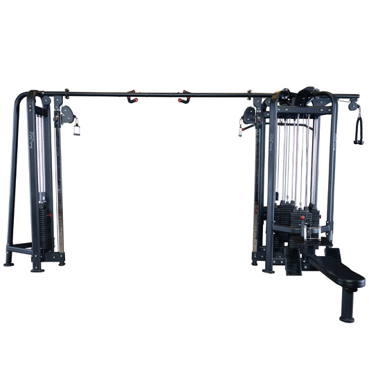 Full view of Body-Solid SJG500 5-Stack Jungle Gym with all cable stations visible