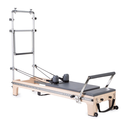 Full view of Elina Pilates Master Instructor™ Reformer with Tower in grey upholstery