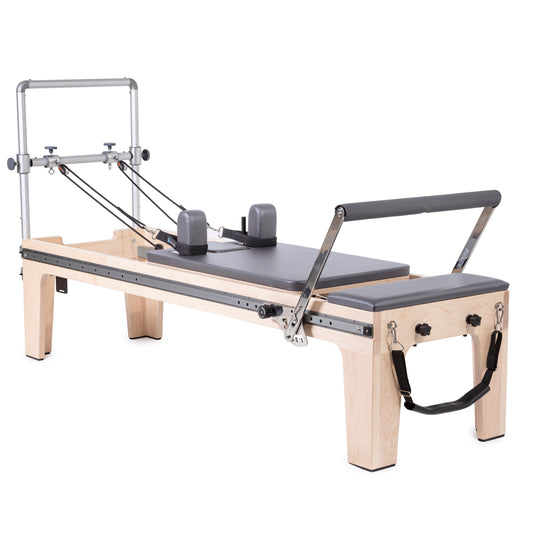 Full view of Elina Pilates Physio Reformer Master Instructor™ with Mini‑Tower in grey upholstery
