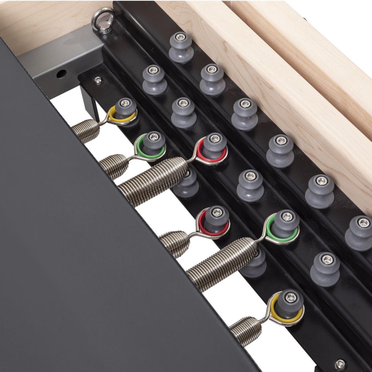 Durable springs on Elina Pilates Physio Reformer Master Instructor, designed for quiet, fluid motion